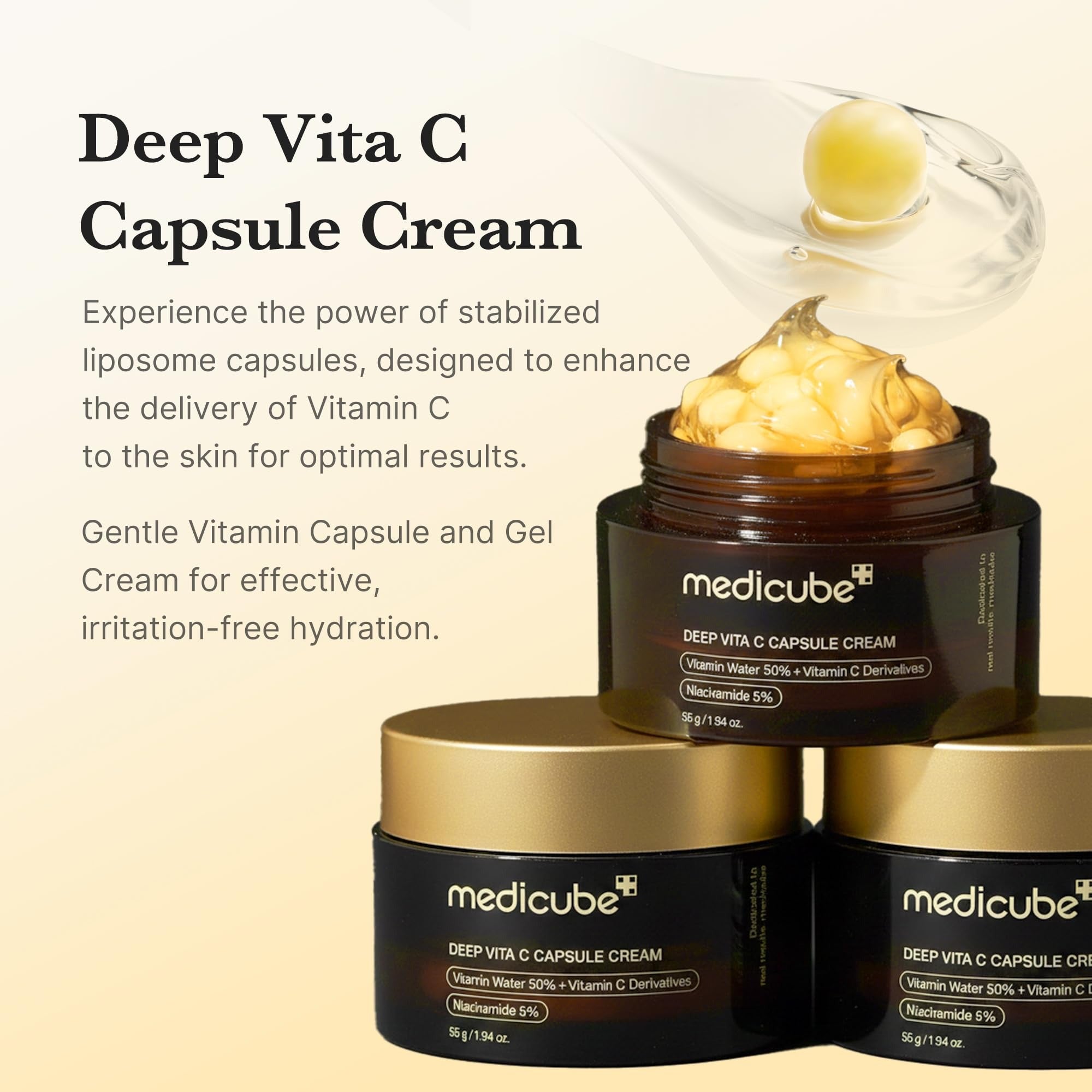Capsule Cream with Deep Vitamin C | Liposome Vitamin C Golden Capsule for Radiance & Firm-Looking Skin II