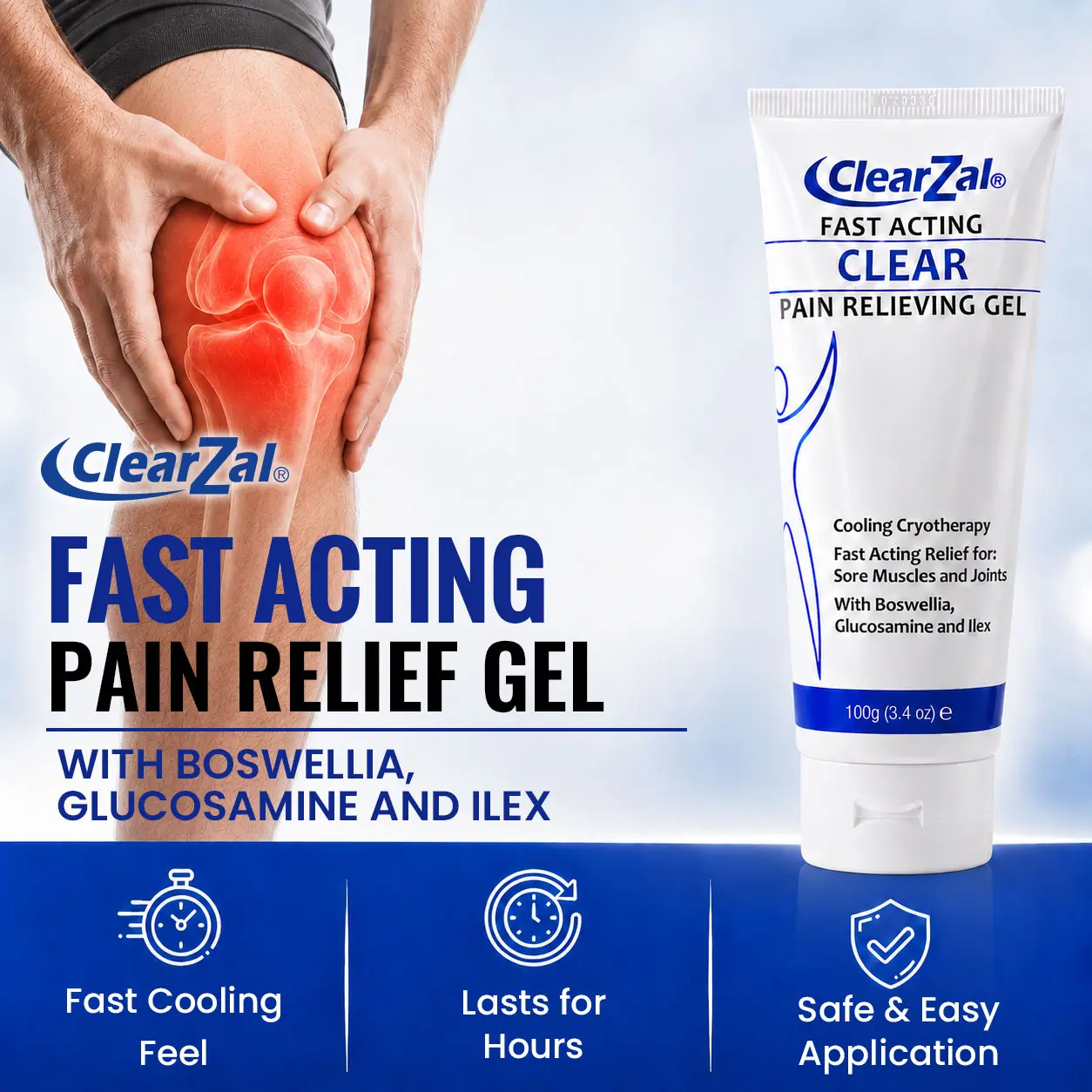 Soothing Cooling Gel with Menthol & Frankincense – Muscle Tension Relief (100g)