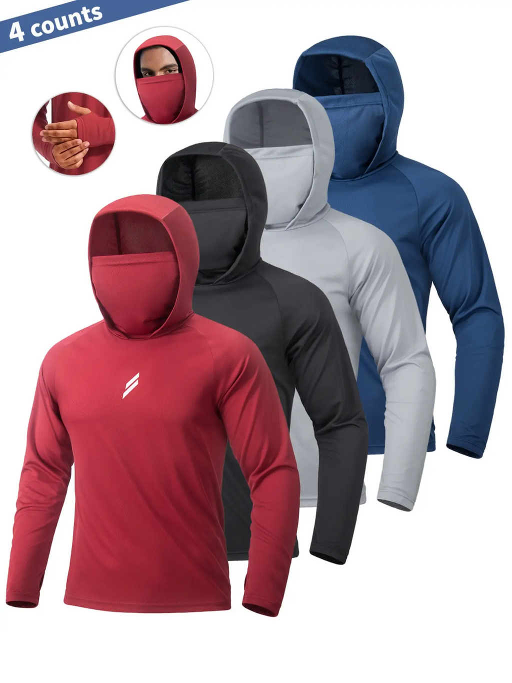 Men's UV Protection Hooded Shirt with Face Mask – Quick-Dry, Breathable | S–2XL