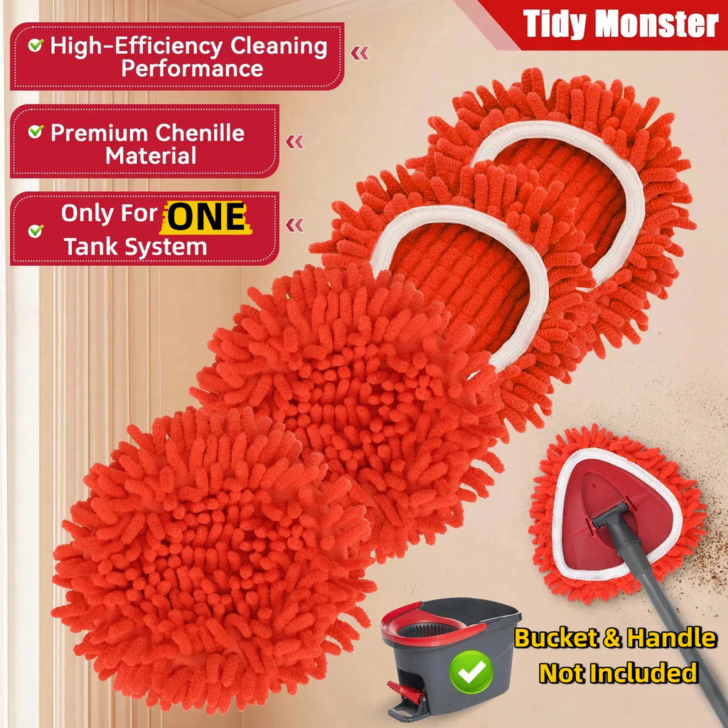 O-Cedar Replacement Mop Heads – Chenille Duster & Scrub Pad Set (Compatible with One-Tank System)