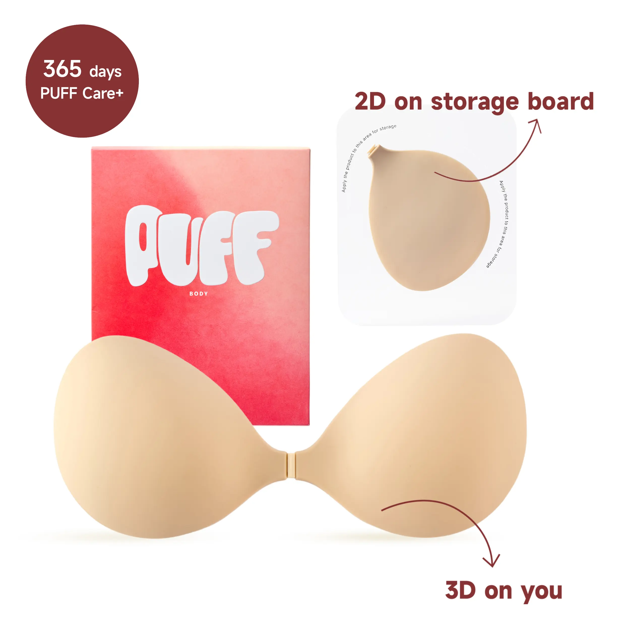 Sticky Bra – Waterproof Invisible Silicone Adhesive Bra with Storage Board & Replaceable Pads