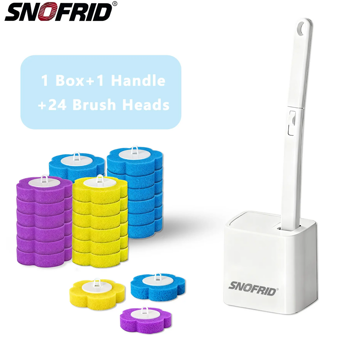Snofrid Disposable Toilet Brush System with Holder & Refills