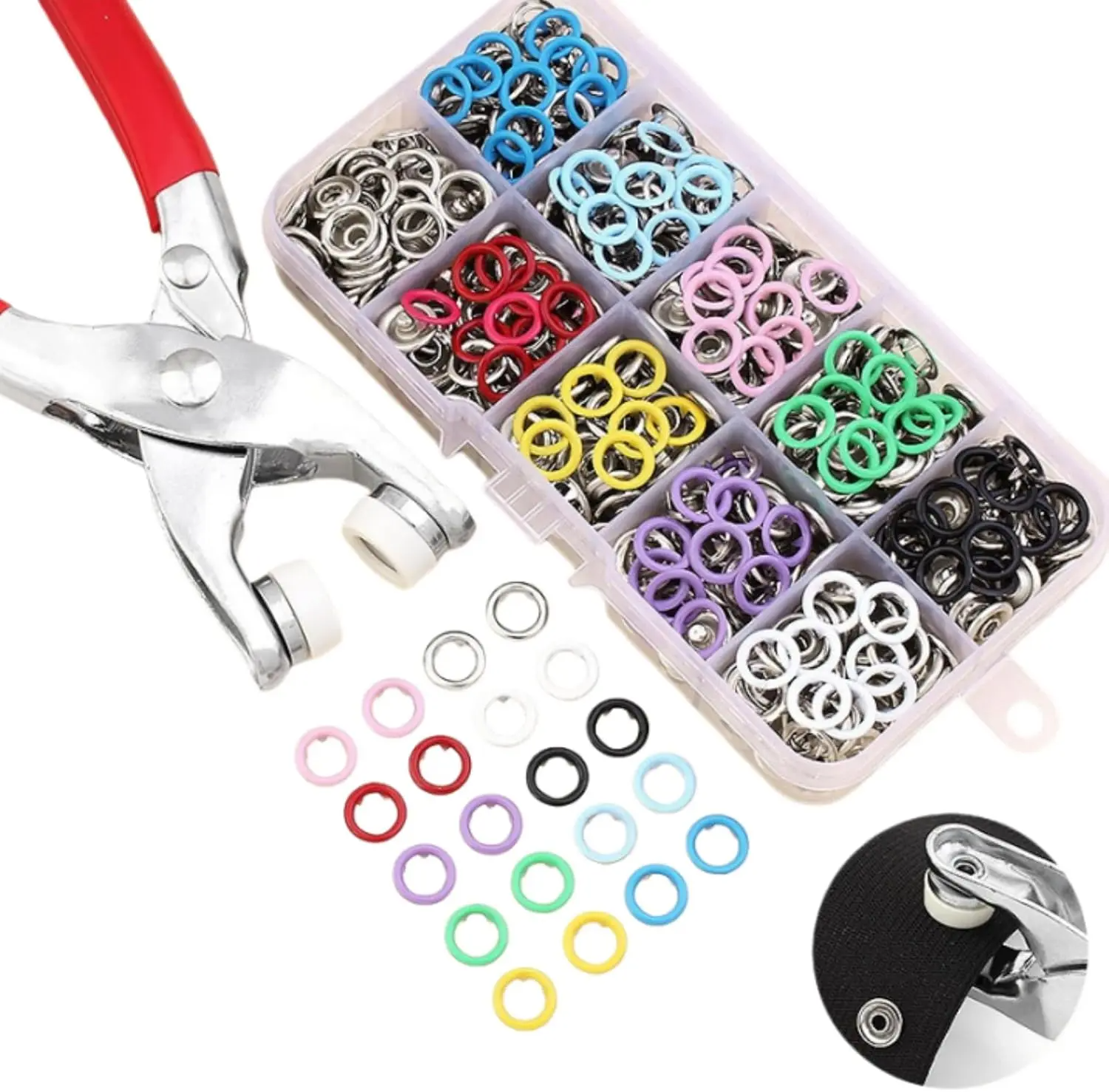 Invisible Snap Button Kit with Pliers – 100pcs Colored Metal Buckles for DIY Sewing, Clothing & Hats