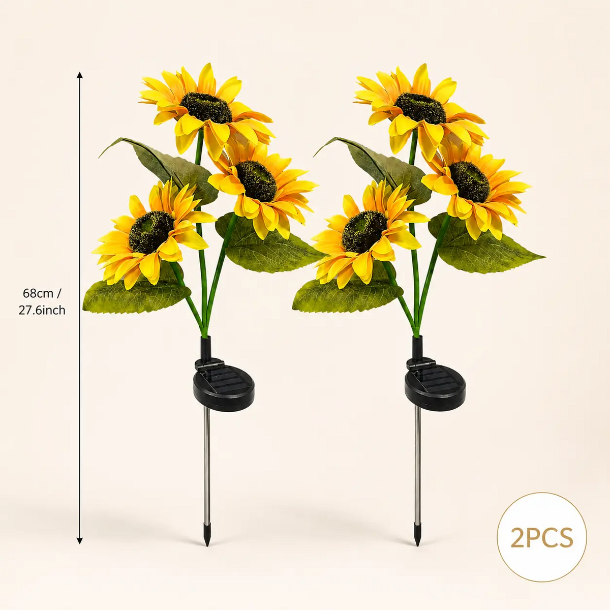 Solar Powered LED Sunflower Garden Lights – Waterproof IP65, Realistic Glow | Set of 2, 4 or 6