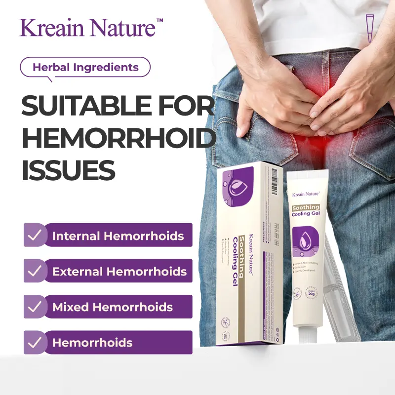 Hemorrhoid Relief Gel – Natural Herbal Formula with Carthamus, Scutellaria & Purple Daisy Extract