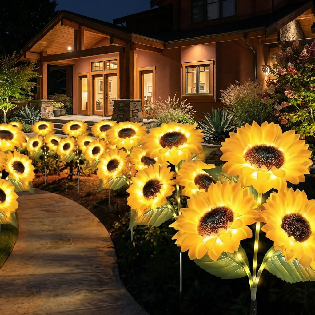 Solar Powered LED Sunflower Garden Lights – Waterproof IP65, Realistic Glow | Set of 2, 4 or 6