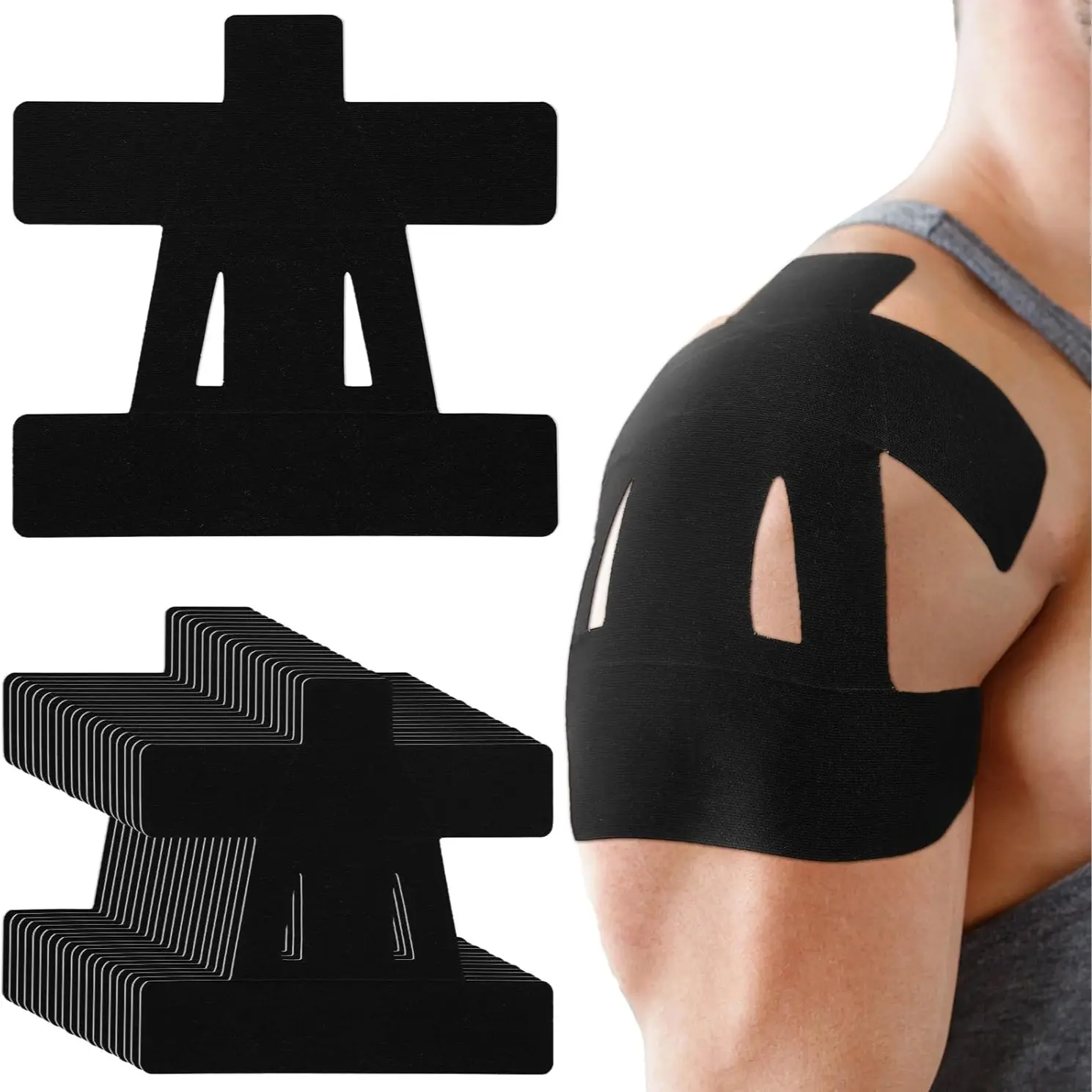 Pre-Cut Kinesiology Tape for Shoulder Pain Relief – Waterproof Breathable Athletic Support, 10–30pcs