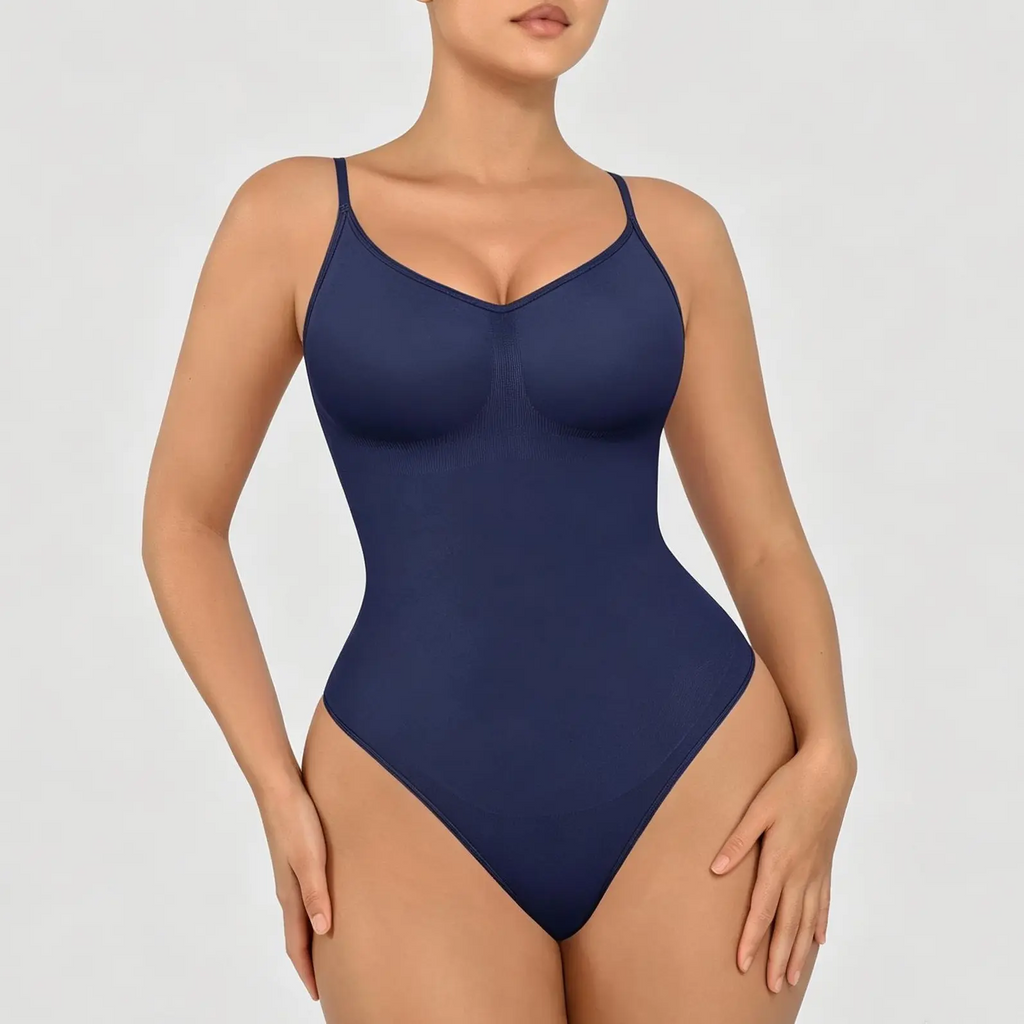 Women's Seamless Thong Bodysuit Shapewear – Tummy Control, Open Crotch, Plus Size XS–5XL