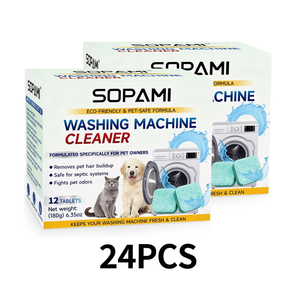 SOPAMI Washing Machine Cleaner Tablets | Pet-Safe Eco-Friendly Deep Clean, Neutralizes Odors & Hair Build-Up