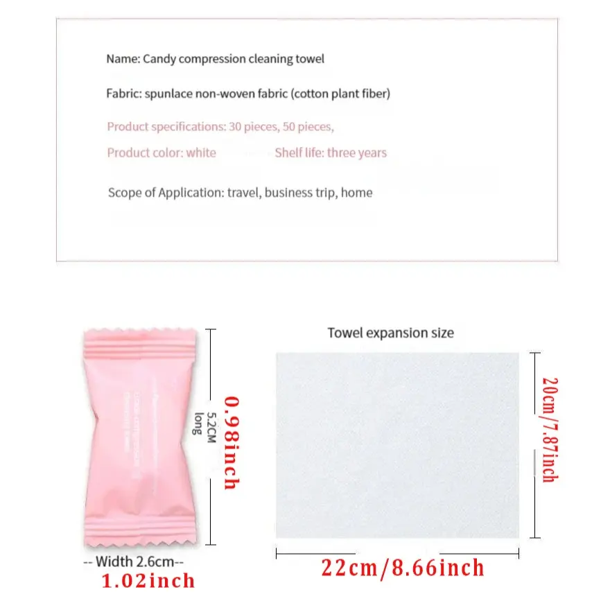 50/100pcs Compressed Towels, Travel Friendly, Ideal for Sensitive Skin, Cotton Cleansing Towel