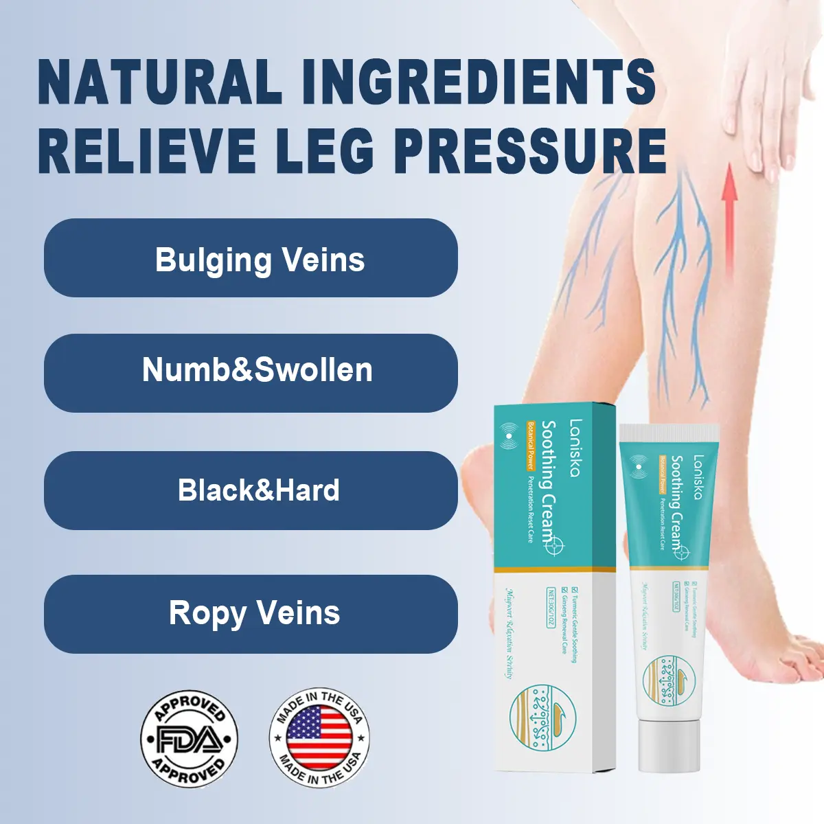 Herbal Varicose Vein Relief Cream – Soothing Leg Massage Lotion for Pain, Swelling & Vein Comfort | 30g