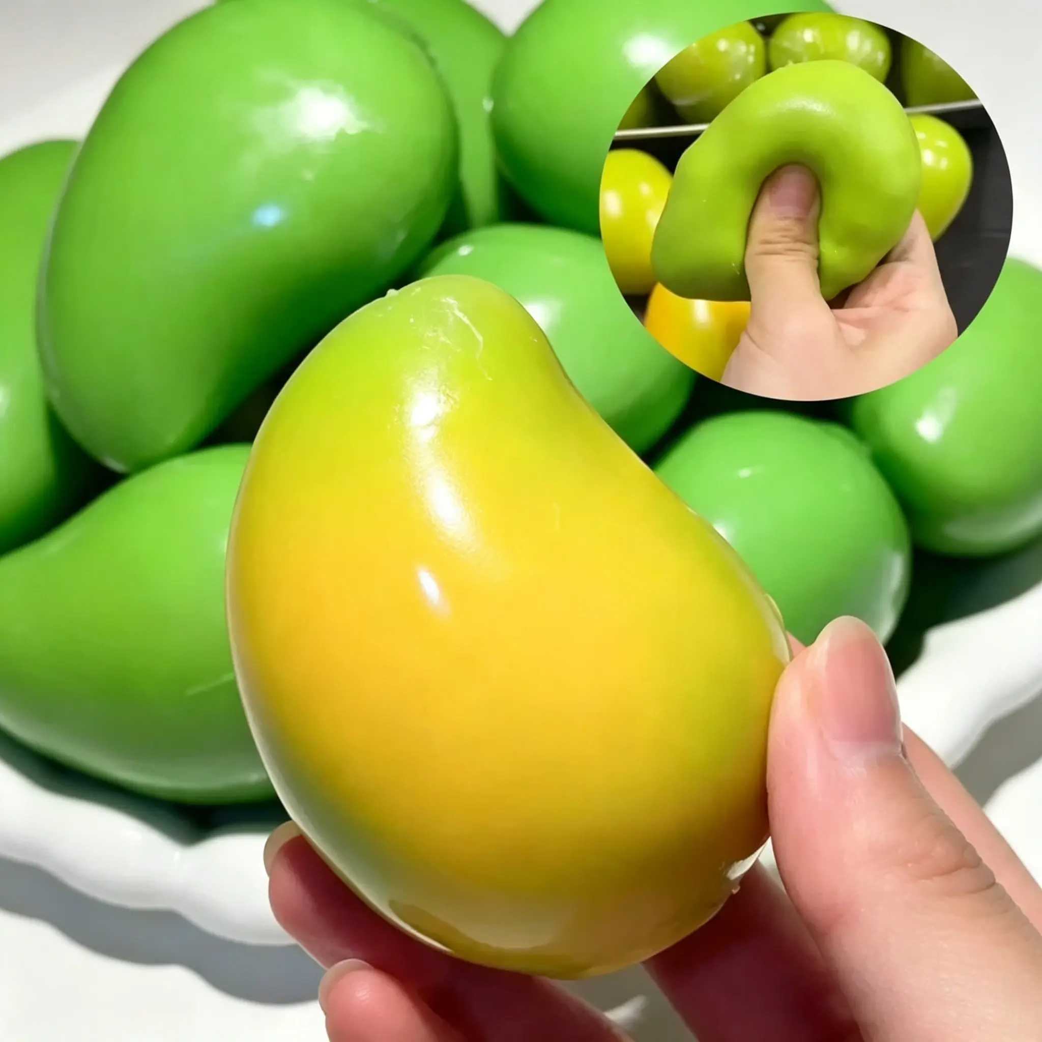 Color Changing Mango Squishy | Heat-Activated ASMR Stress Ball, Crunchy Bead-Filled Fidget Toy