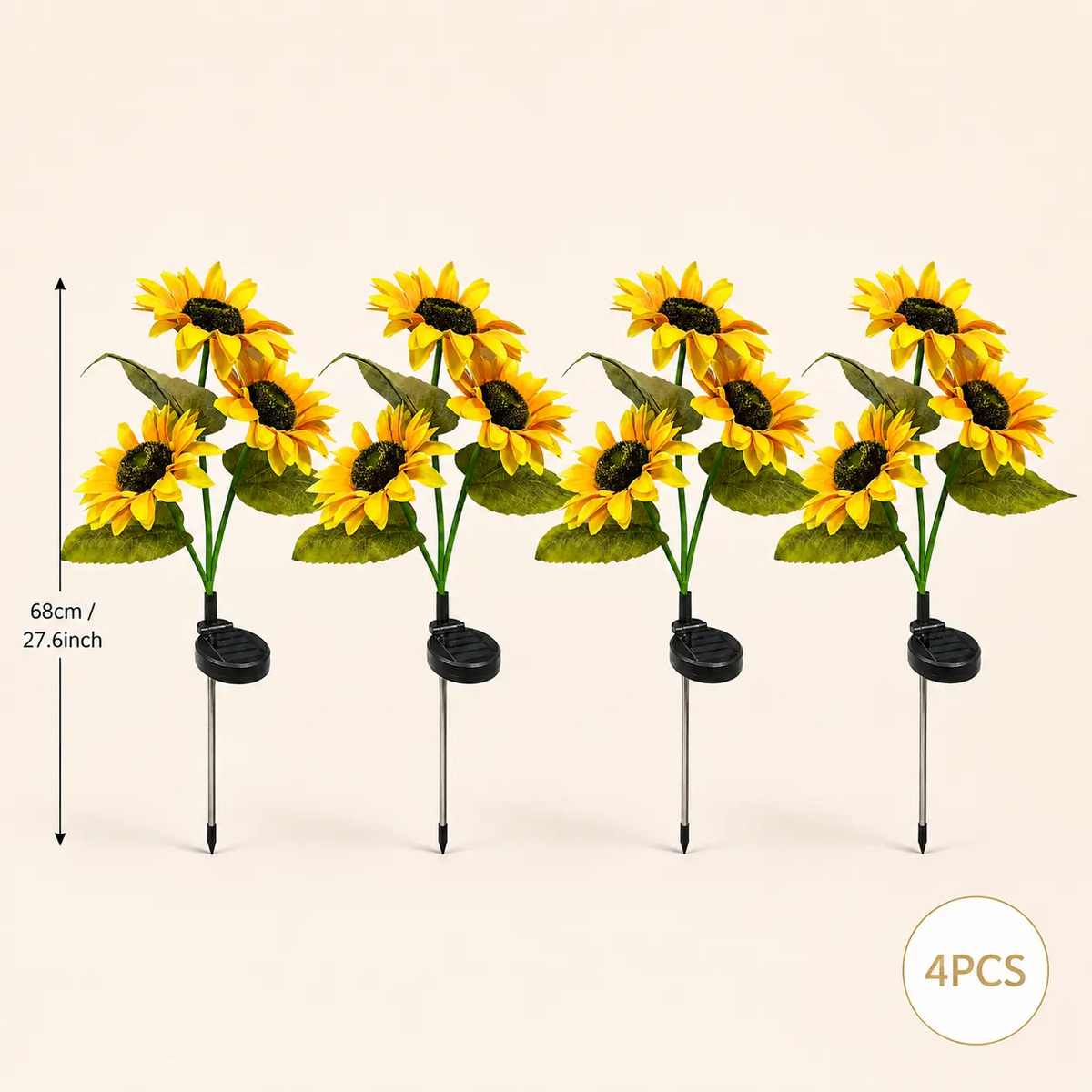 Solar Powered LED Sunflower Garden Lights – Waterproof IP65, Realistic Glow | Set of 2, 4 or 6