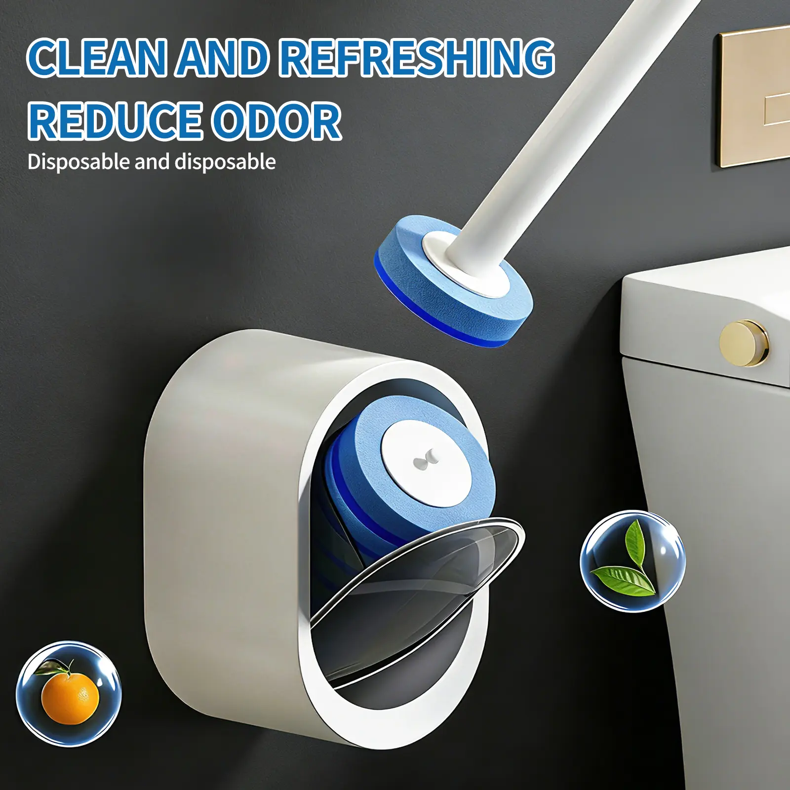Disposable Toilet Brush Kit – No-Touch Rotating Cleaner with Handle & Refill Heads for Under-Rim & Corner Cleaning