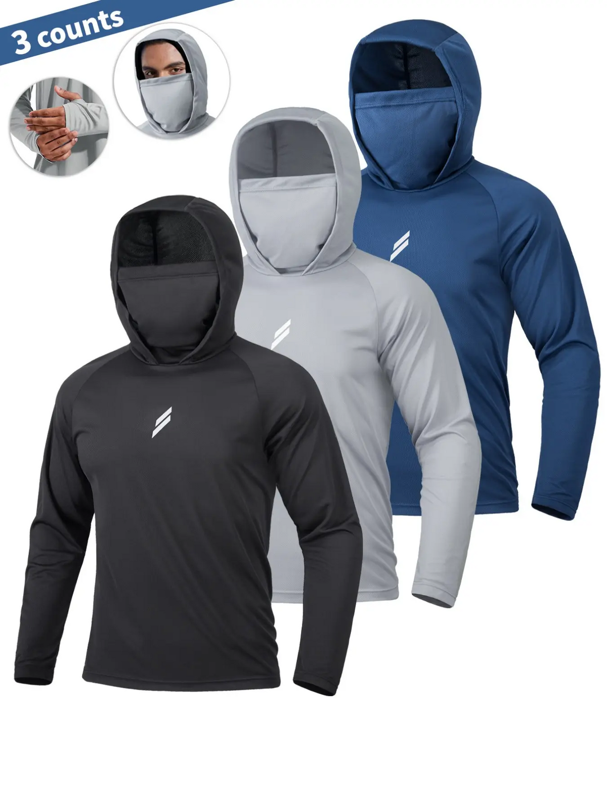 Men's UV Protection Hooded Shirt with Face Mask – Quick-Dry, Breathable | S–2XL