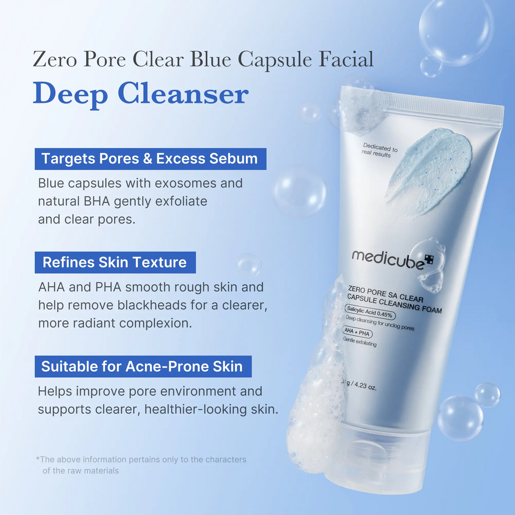 Zero Pore Clear Blue Capsule Facial Cleanser for Skin Texture