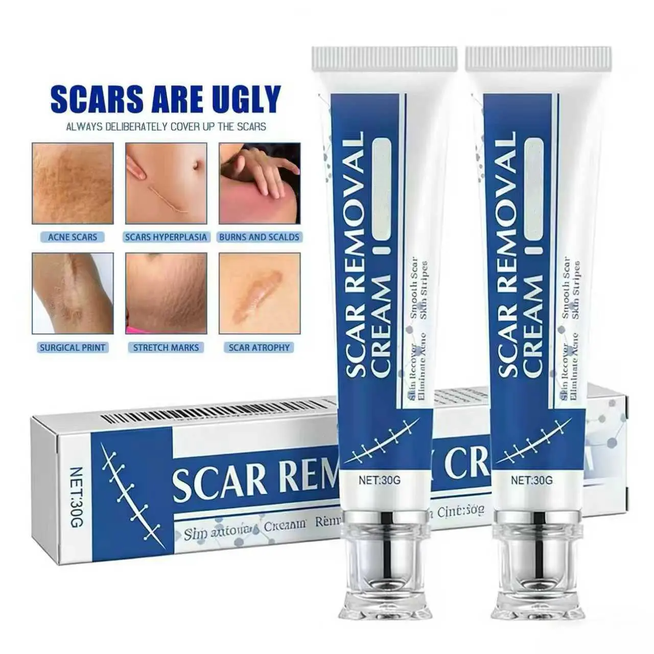 Professional Scar Removal Cream, AdvancedSilicone Skin Repair Gel for Burn