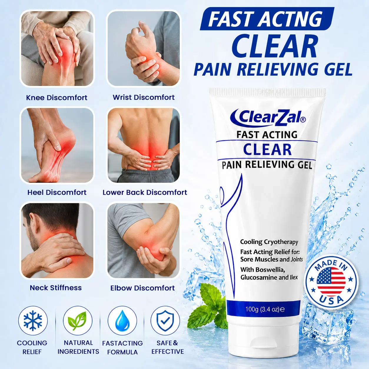 Soothing Cooling Gel 100g, Relieving Body Gel, Cooling with Menthol and Frankincense, Helps Relieve Muscle Tension