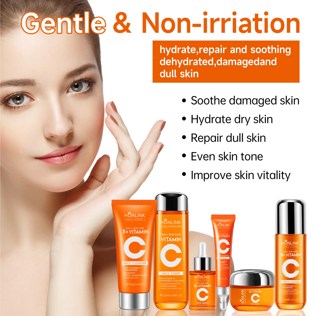 Skincare Set for Glass Skin - 5x Vitamin C, Niacinamide