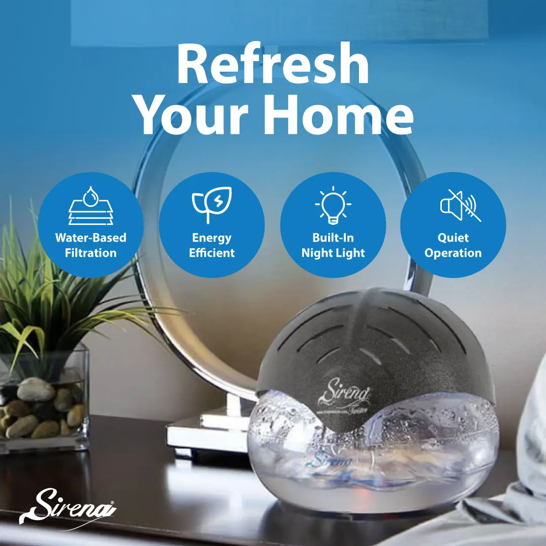 Air Purifier & Aromatherapy Machine – Water Filter Air Cleaner with Essential Oil Diffuser & LED Night Light