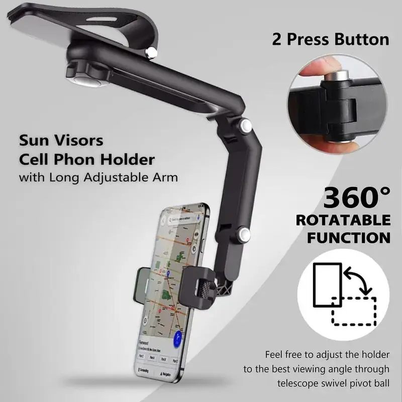Joytutus Car Phone Mount – Long Adjustable Arm, 360° Rotation, Anti-Scratch Clamp