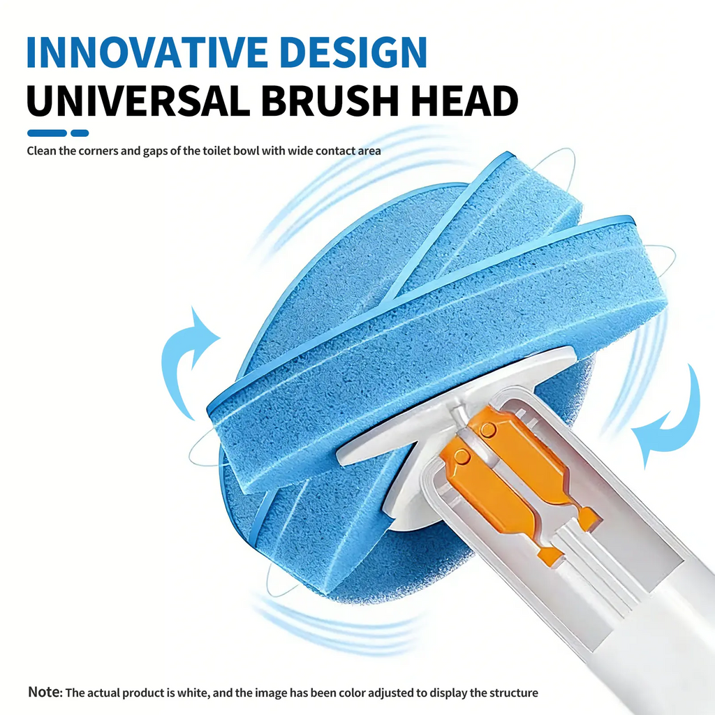Disposable Toilet Brush Kit – No-Touch Rotating Cleaner with Handle & Refill Heads for Under-Rim & Corner Cleaning