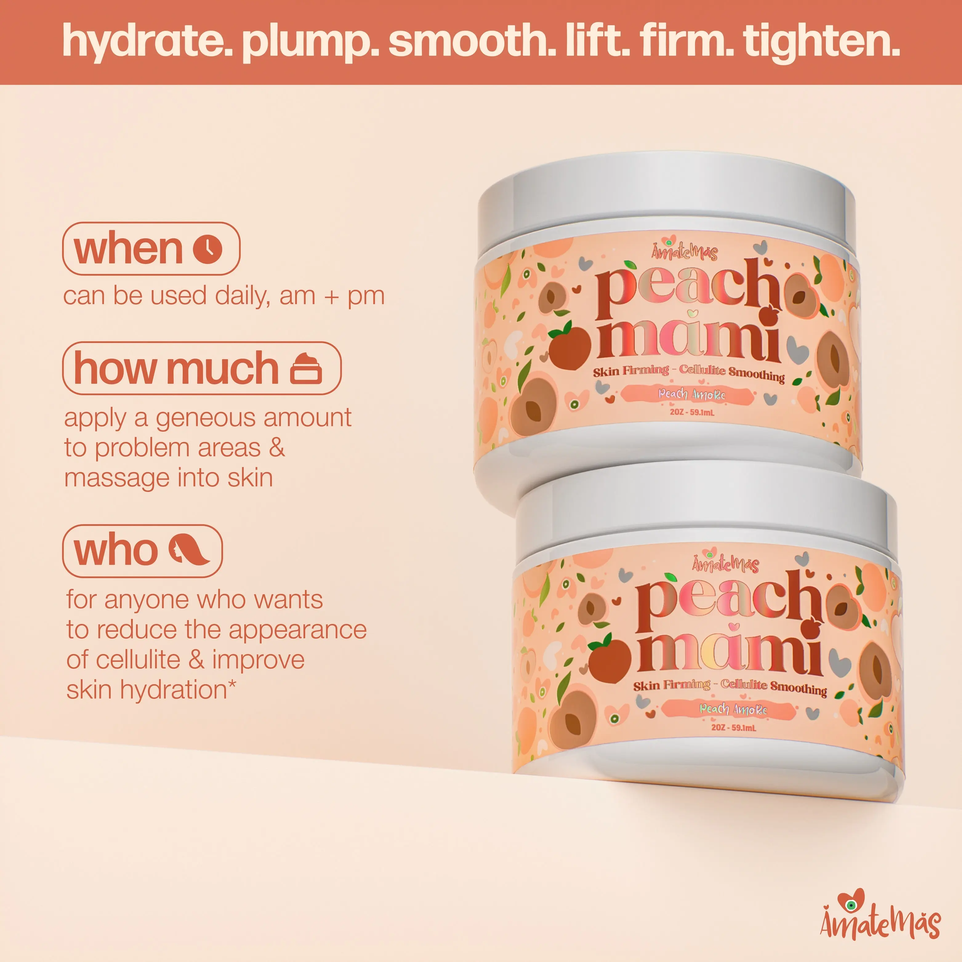 Skin Firming Body Cream - Vegan Floral Blend Body Care, Hydrating Moisturizer with Caffeine, Hyaluronic Acid