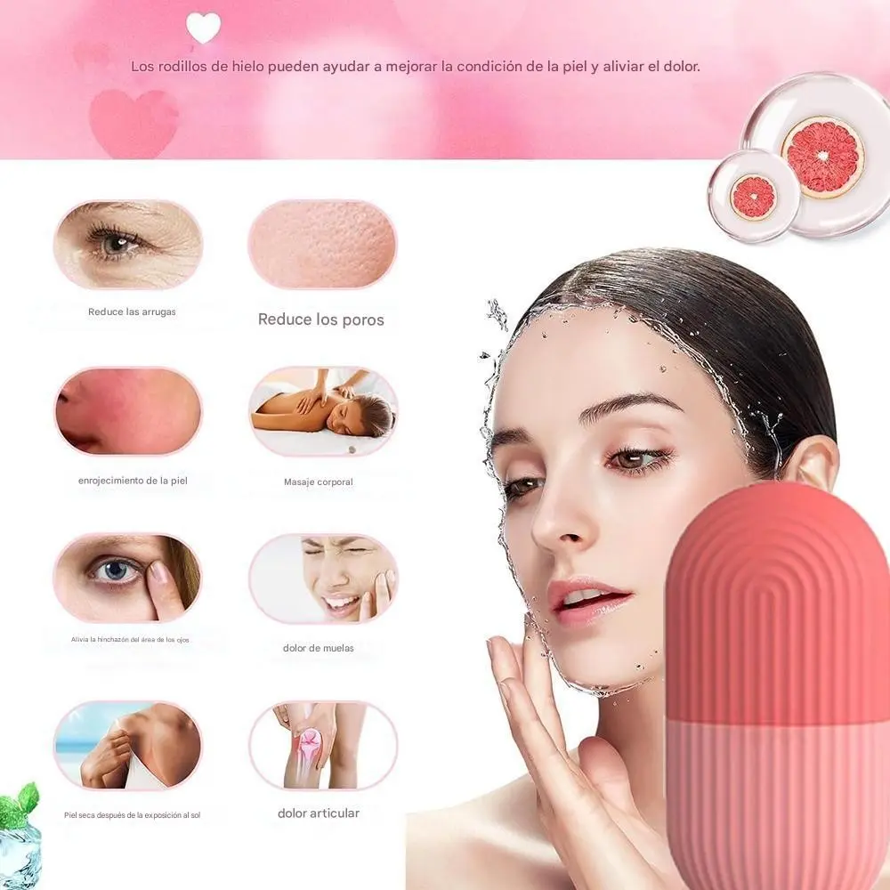 Silicone Ice Roller Set with Facial Massage Brush