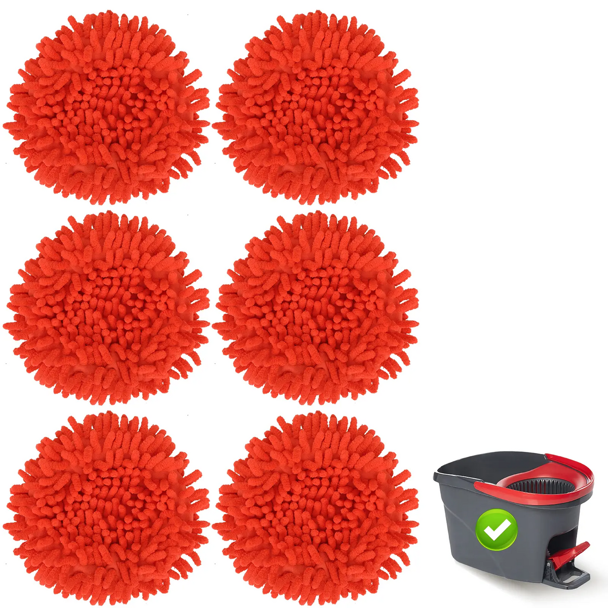O-Cedar Replacement Mop Heads – Chenille Duster & Scrub Pad Set (Compatible with One-Tank System)