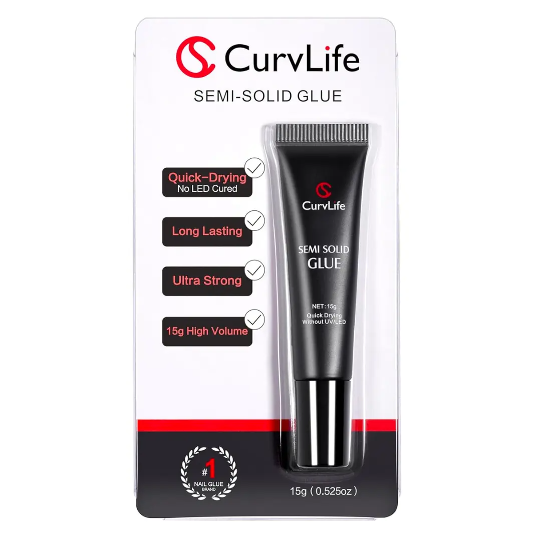 Semi-Solid Nail Glue & Remover Kit | 10-Second Quick Dry, No UV Lamp, Press-On Nails & Acrylic Tips