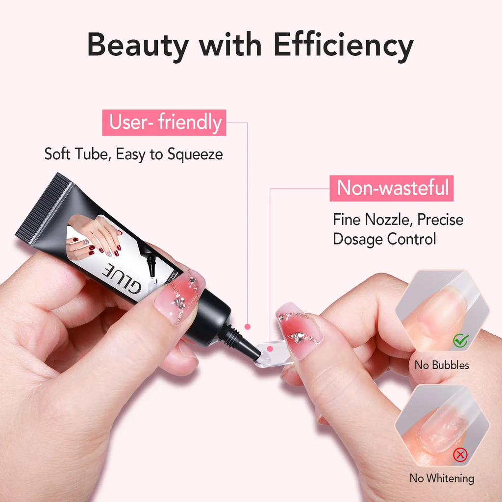 Semi-Solid Nail Glue & Remover Kit | 10-Second Quick Dry, No UV Lamp, Press-On Nails & Acrylic Tips