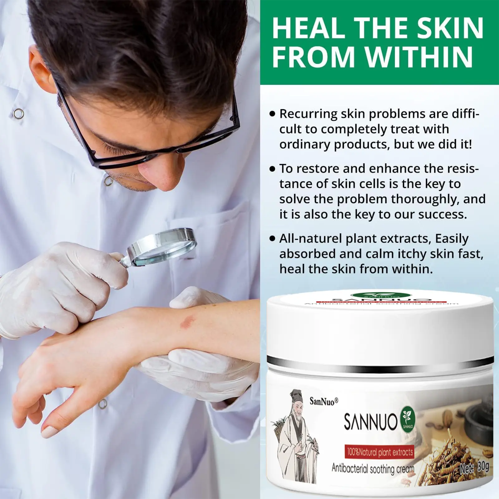 Psoriasis & Eczema Cream - Natural Herbal Ointment for Itch Relief, Dry Skin & Sensitive Skin