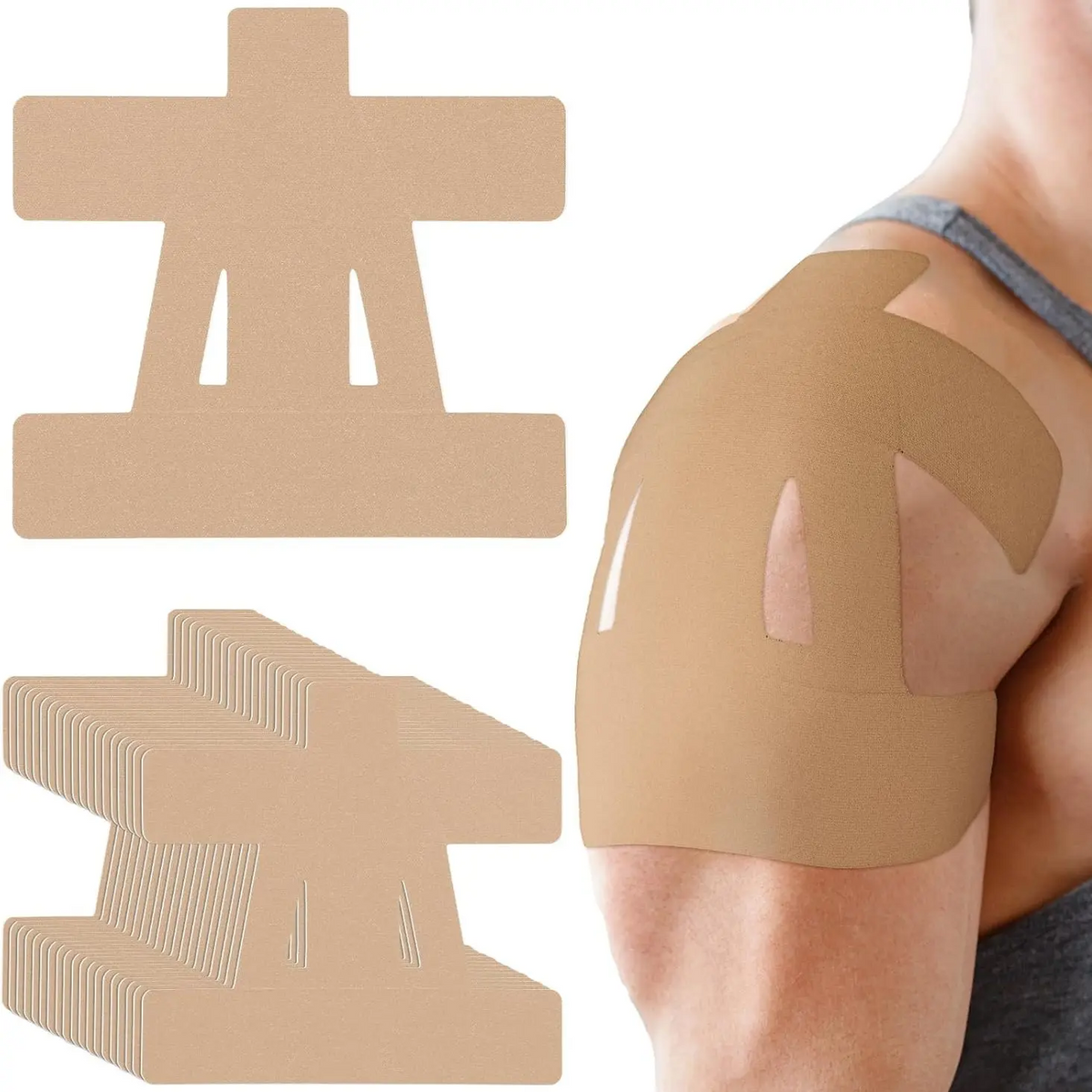 Pre-Cut Kinesiology Tape for Shoulder Pain Relief – Waterproof Breathable Athletic Support, 10–30pcs