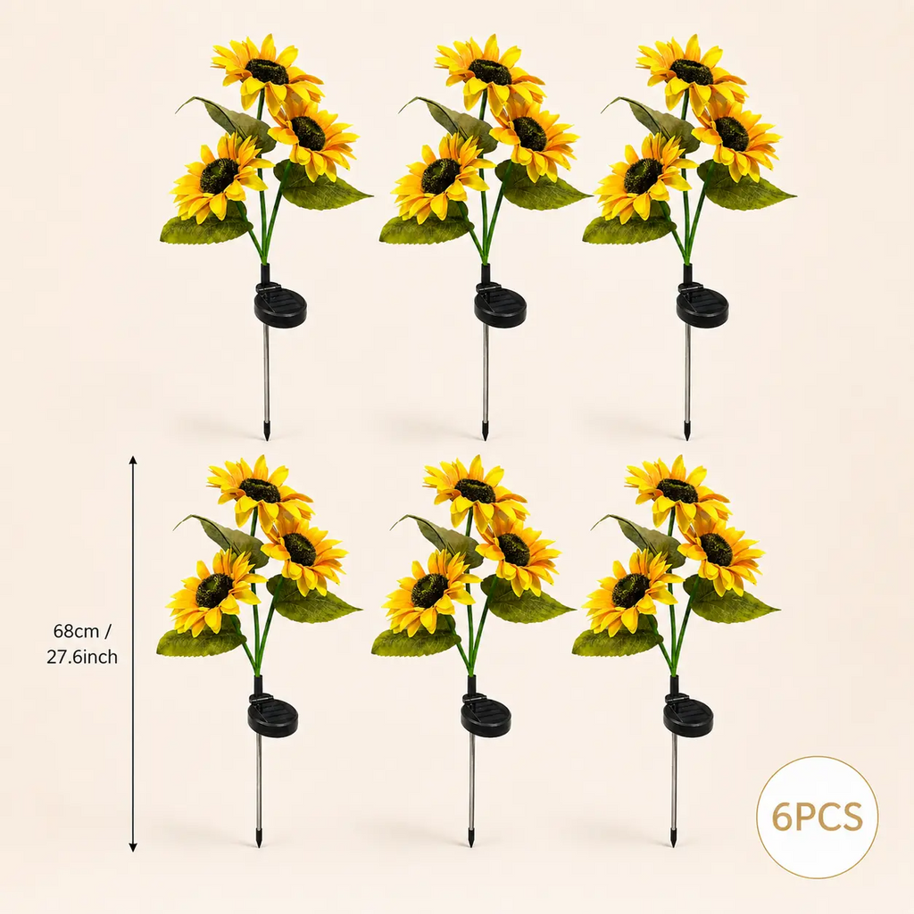 Solar Powered LED Sunflower Garden Lights – Waterproof IP65, Realistic Glow | Set of 2, 4 or 6