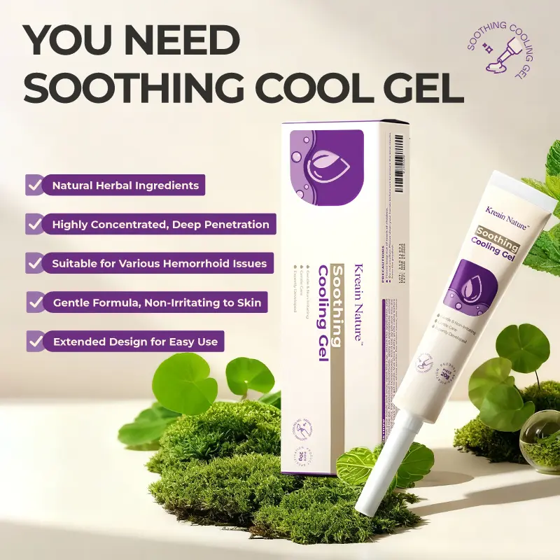 Hemorrhoid Relief Gel – Natural Herbal Formula with Carthamus, Scutellaria & Purple Daisy Extract