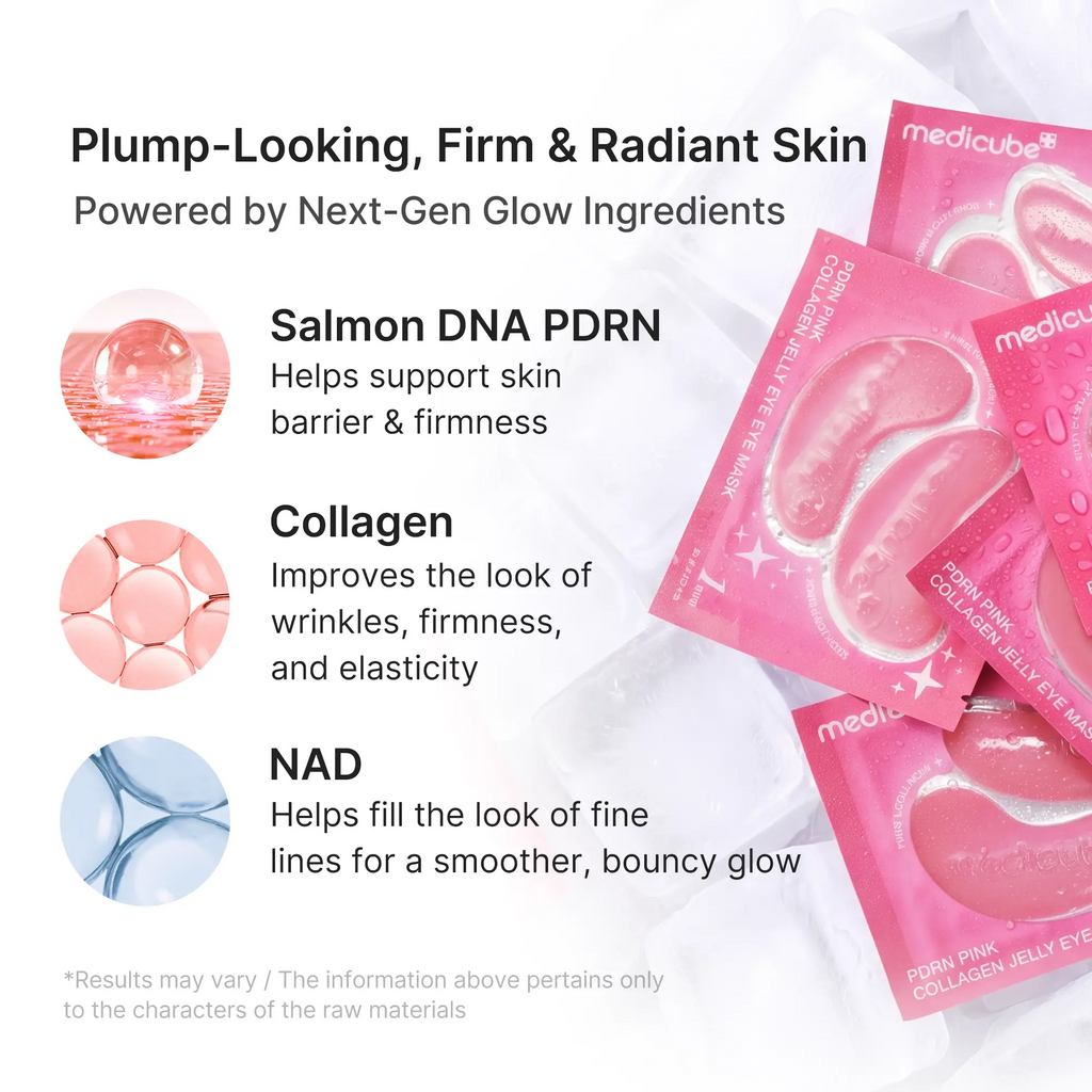 Pink Collagen Jelly Eye Mask | Hydrogel Eye Patches with PDRN, Collagen, NAD | Refreshing for Puffy