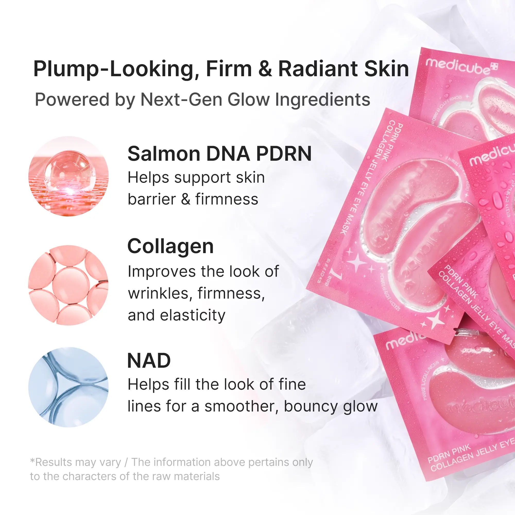 Pink Collagen Jelly Eye Mask | Hydrogel Eye Patches with PDRN, Collagen, NAD | Refreshing for Puffy