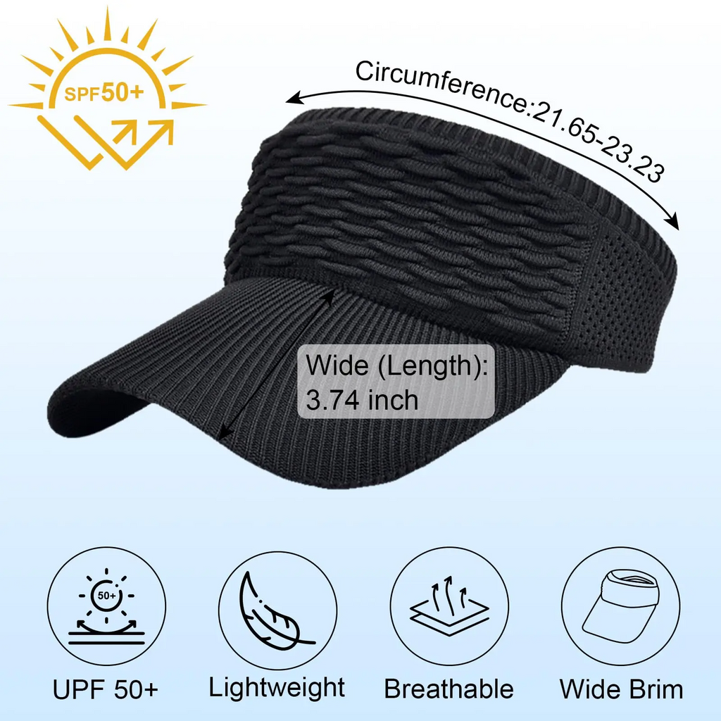 Women's High Ponytail Sun Visor Hat – Breathable UV Protection Visor for Outdoor Sports & Beach