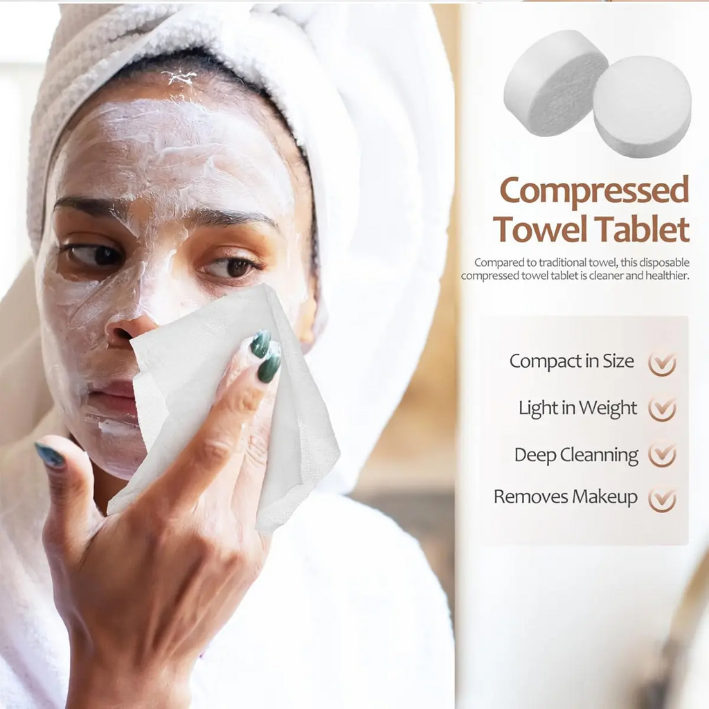 50/100pcs Compressed Towels, Travel Friendly, Ideal for Sensitive Skin, Cotton Cleansing Towel