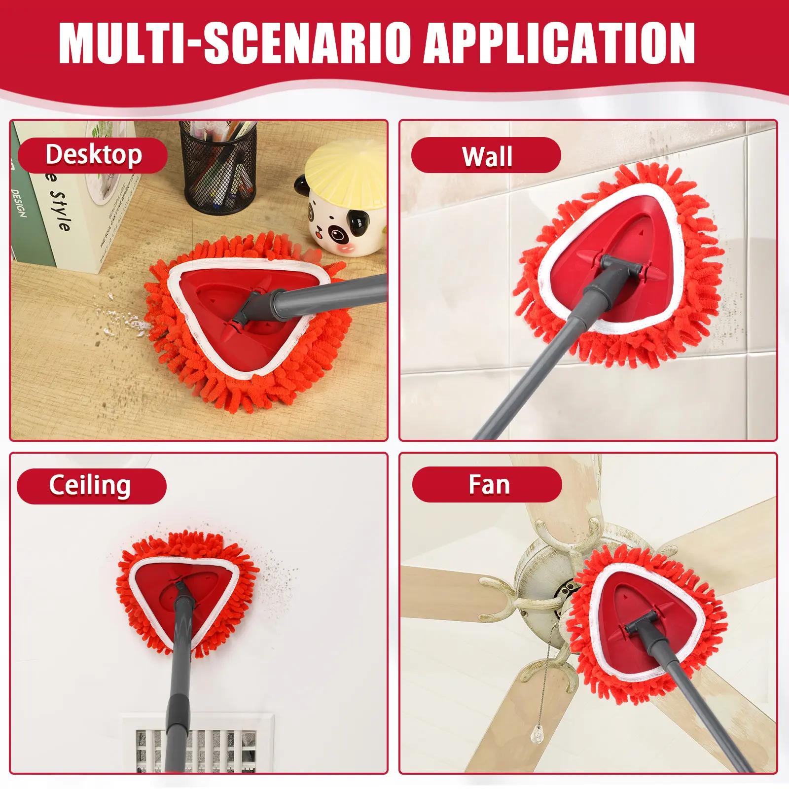O-Cedar Replacement Mop Heads – Chenille Duster & Scrub Pad Set (Compatible with One-Tank System)
