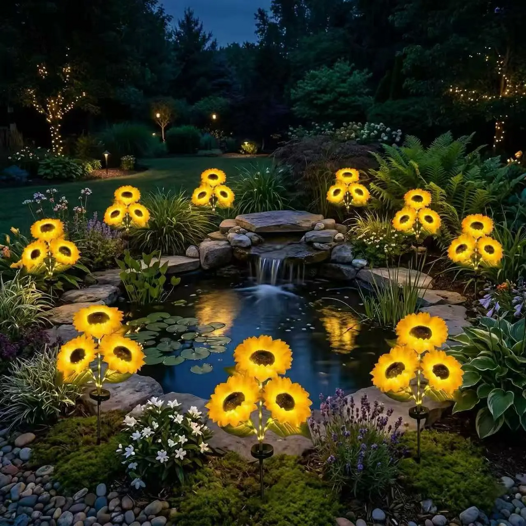 Solar Powered LED Sunflower Garden Lights – Waterproof IP65, Realistic Glow | Set of 2, 4 or 6