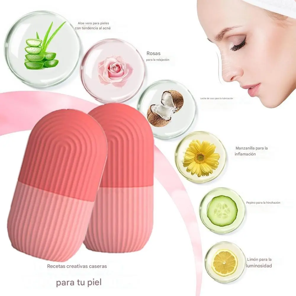 Silicone Ice Roller Set with Facial Massage Brush