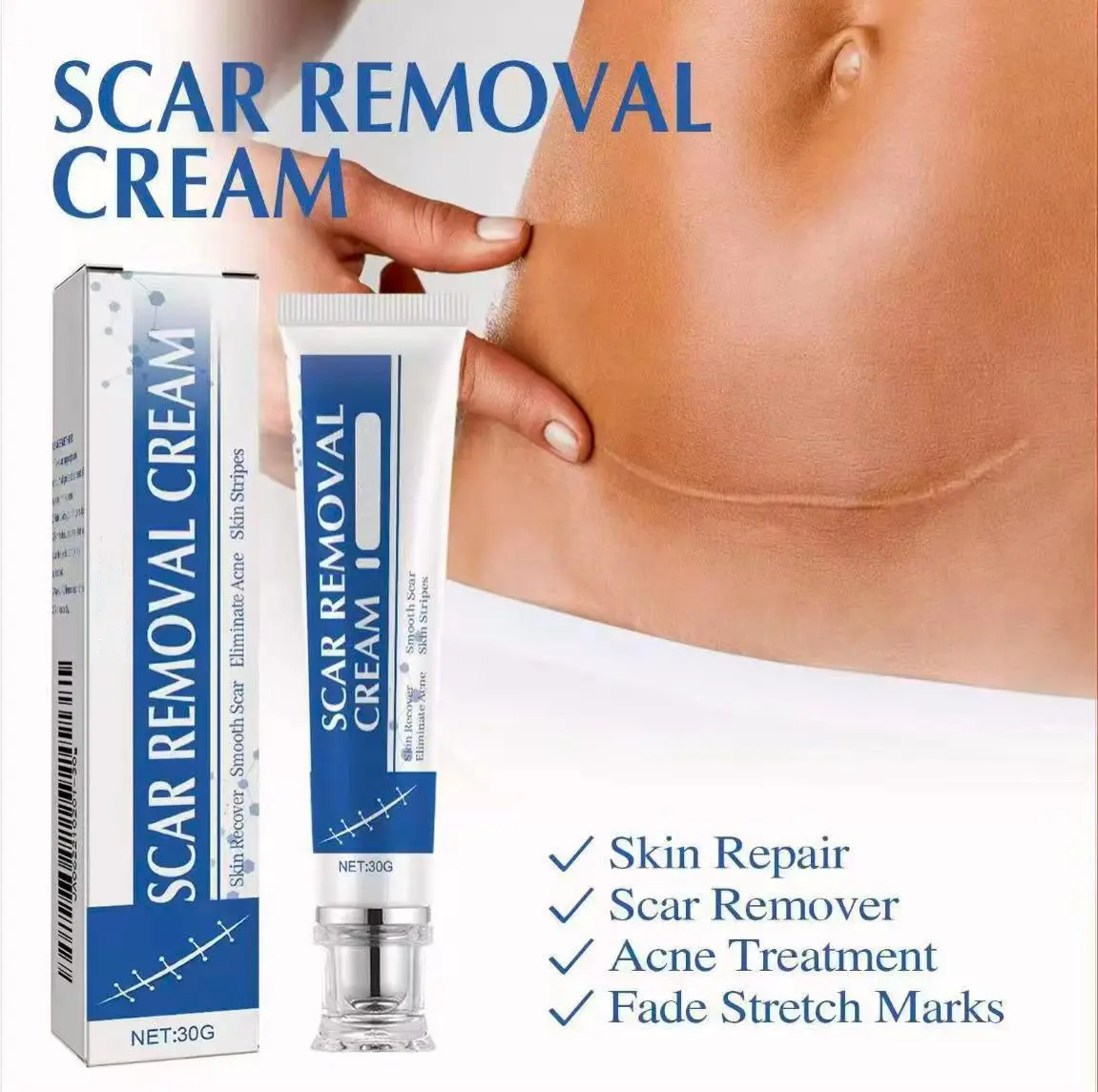 Professional Scar Removal Cream, AdvancedSilicone Skin Repair Gel for Burn