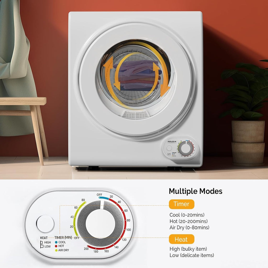Portable Clothes Dryer – 110V Front Load Tumble Dryer with Stainless Steel Tub