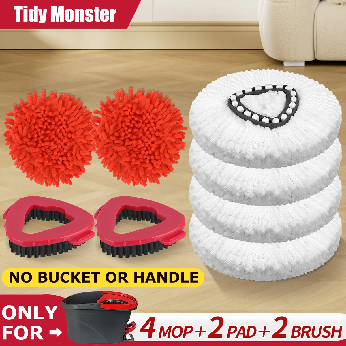 O-Cedar Replacement Mop Heads – Chenille Duster & Scrub Pad Set (Compatible with One-Tank System)