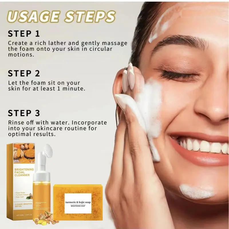 Turmeric Wash and Care two PieceSetTurmericCleansing Mousse, Turmeric SoapFacialCleansing Skincare