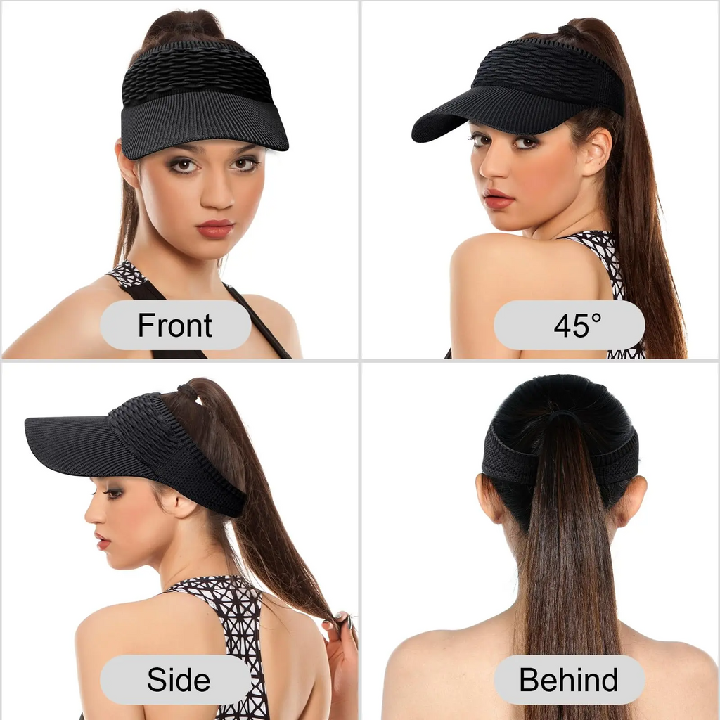 Women's High Ponytail Sun Visor Hat – Breathable UV Protection Visor for Outdoor Sports & Beach