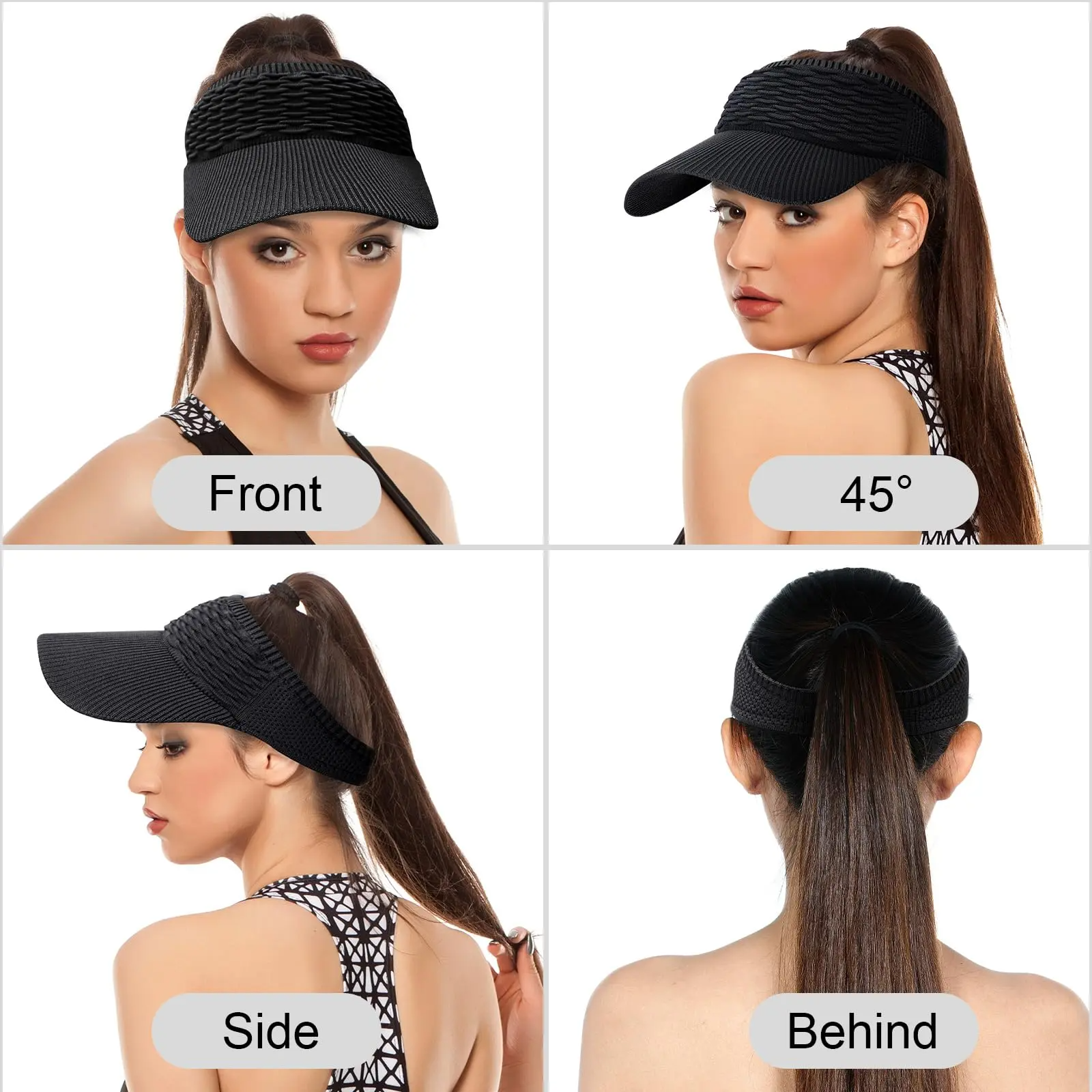 Women's High Ponytail Sun Visor Hat – Breathable UV Protection Visor for Outdoor Sports & Beach