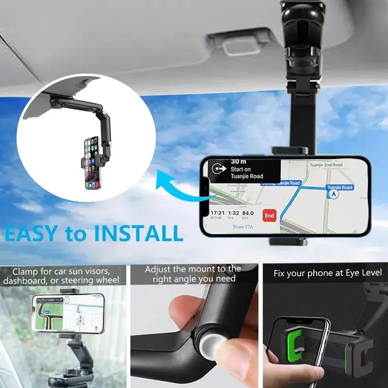 Joytutus Car Phone Mount – Long Adjustable Arm, 360° Rotation, Anti-Scratch Clamp