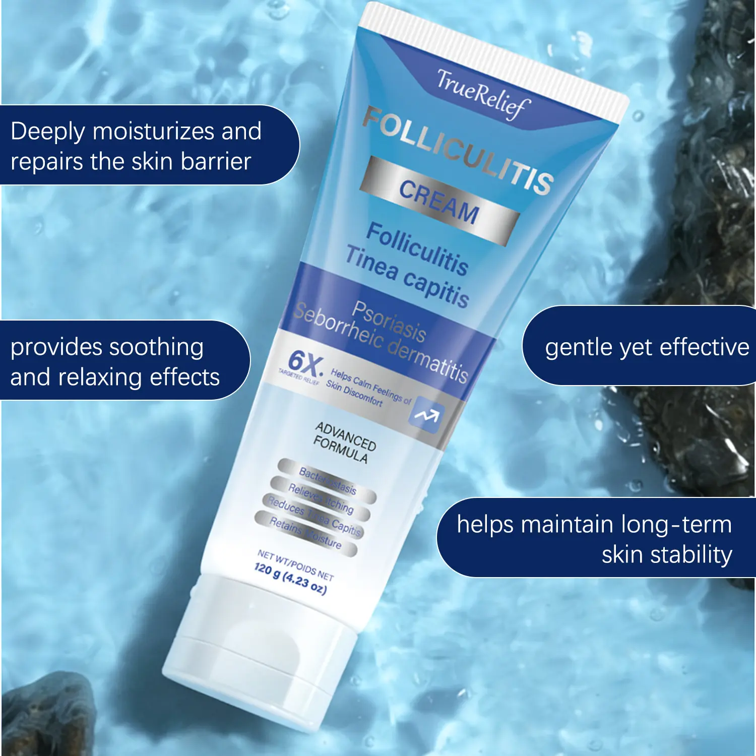 TrueRelief Botanical Folliculitis Care Cream – Soothing Moisturizer for Scalp, Face & Body Bumps